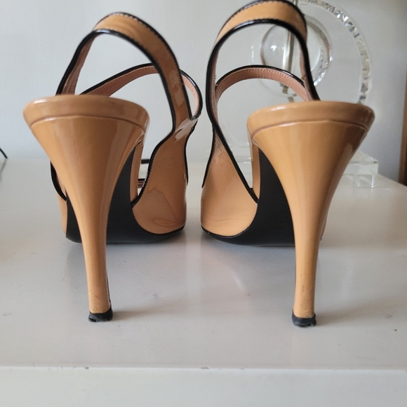 PRADA Peep Toe Leather Slingback Sandals - Picture 4 of 14